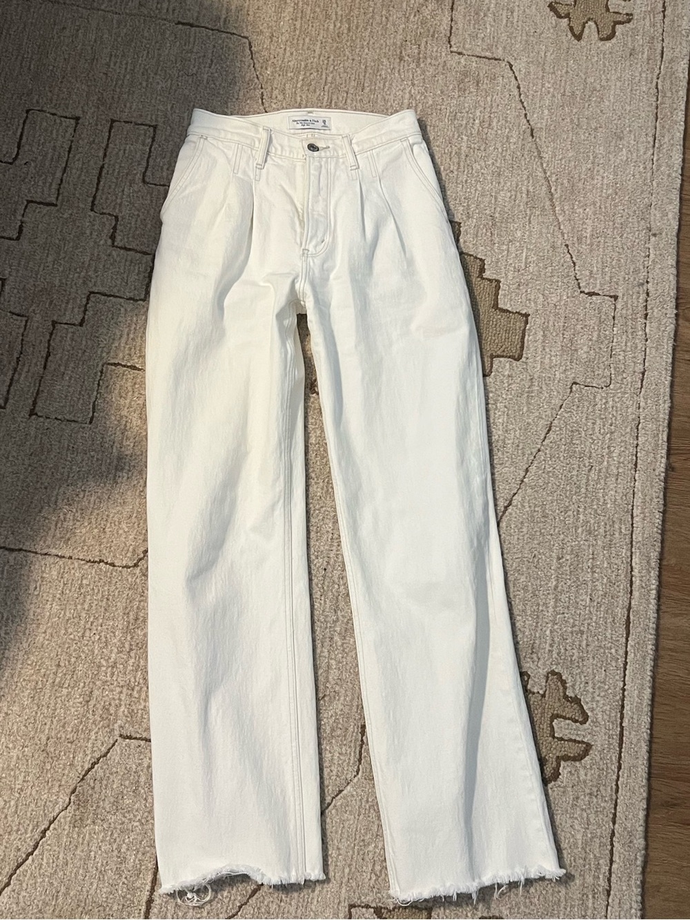 Abercrombie & Fitch White Straight-Leg Jeans